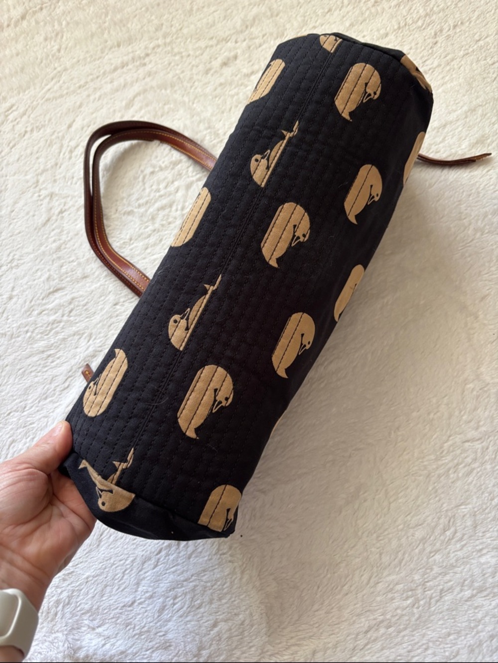 Dooney and Bourke Canvas Bag with Signature Duck Print and Leather Handles - Picture 3 of 13